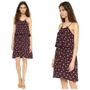 Madewell Silk Tiered Palmtree Halter Dress EUC 10